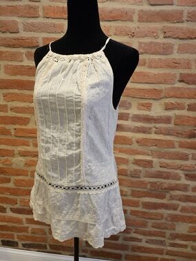 Speechless Cream Eyelet Halter Tunic Top